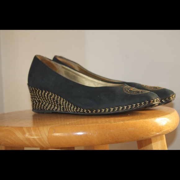 🪙 Vintage '90s Fendi FF Logo Wedge Espadrilles Heels - Picture 3 of 9